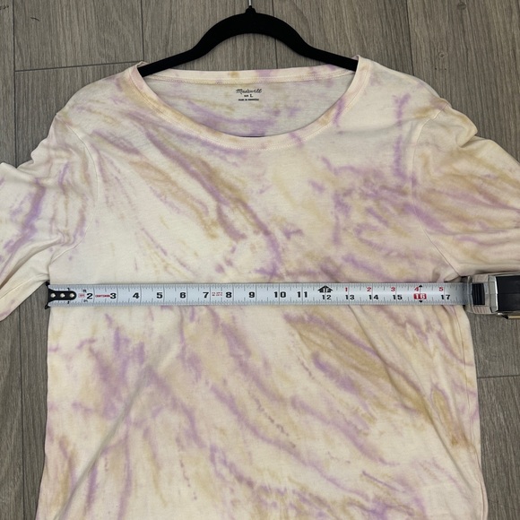 Madewell Tie Dye Long Sleeve Shirt | Purple, Tan, Cream | Casual Top | Size L - Picture 6 of 7